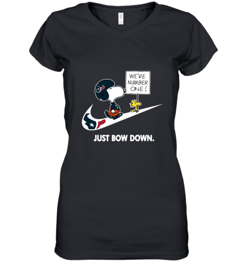 Houston Texans Are Number One – Just Bow Down Snoopy Women's V-Neck T-Shirt