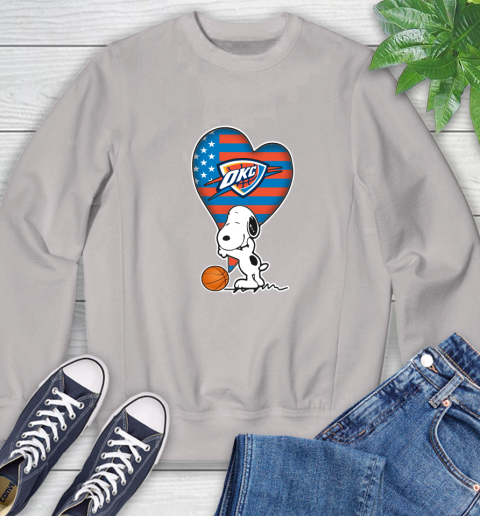 Oklahoma City Thunder NBA Basketball The Peanuts Movie Adorable Snoopy Sweatshirt 12