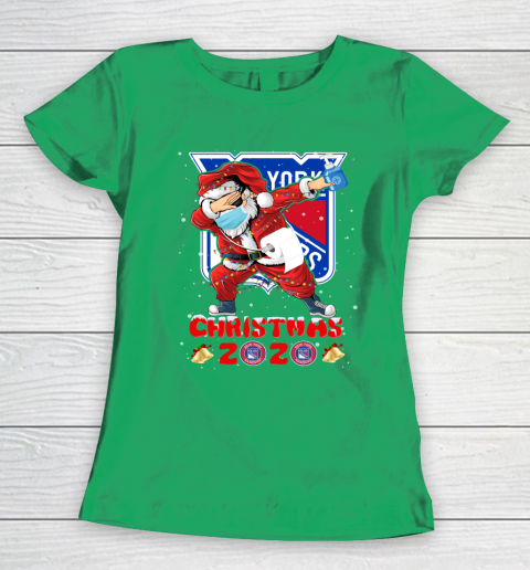 New York Rangers Funny Santa Claus Dabbing Christmas 2020 NHL Women's T-Shirt 5