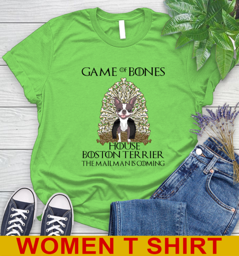 Game of bones house boston terrier dog the mailman is coming tshirt 80