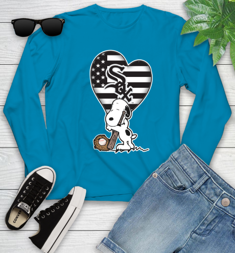 Chicago White Sox MLB Baseball The Peanuts Movie Adorable Snoopy Youth Long Sleeve 7