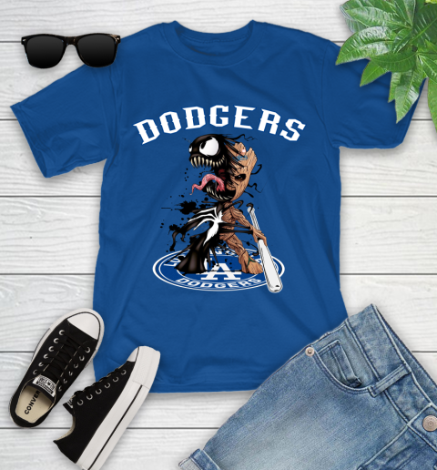 MLB Los Angeles Dodgers Baseball Venom Groot Guardians Of The Galaxy Youth T-Shirt 9