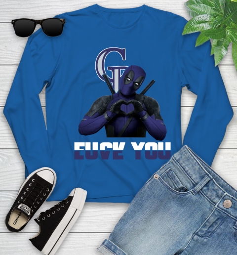 MLB Colorado Rockies Deadpool Love You Fuck You Baseball Sports Youth Long Sleeve 10