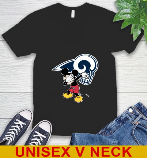 Los Angeles Rams NFL Football Dabbing Mickey Disney Sports V-Neck T-Shirt 2