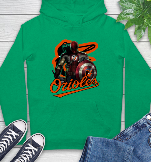 MLB Captain America Thor Spider Man Hawkeye Avengers Endgame Baseball Baltimore Orioles Hoodie 8