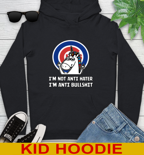 Chicago Cubs MLB Baseball Unicorn I'm Not Anti Hater I'm Anti Bullshit Youth Hoodie 3 Chicago Cubs MLB Baseball Unicorn I'm Not Anti Hater I'm Anti Bullshit Youth Hoodie - Image 3