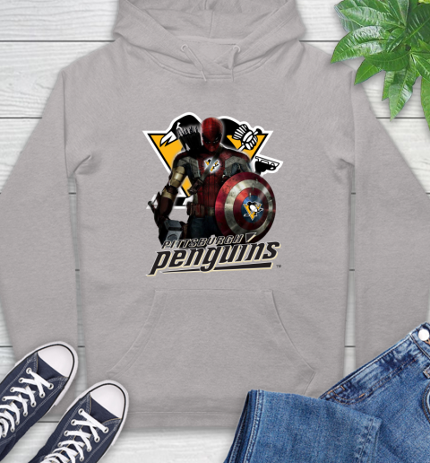 NHL Captain America Thor Spider Man Hawkeye Avengers Endgame Hockey Pittsburgh Penguins Hoodie 12