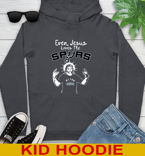 San Antonio Spurs NBA Basketball Even Jesus Loves The Spurs Shirt Youth Hoodie - Image 10