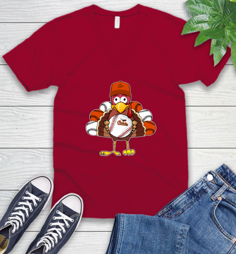 Baltimore Orioles Turkey thanksgiving V-Neck T-Shirt 8