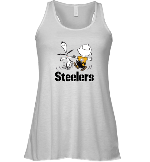 gpvm snoopy and charlie brown happy pittsburgh steelers fans flowy tank 32 front white