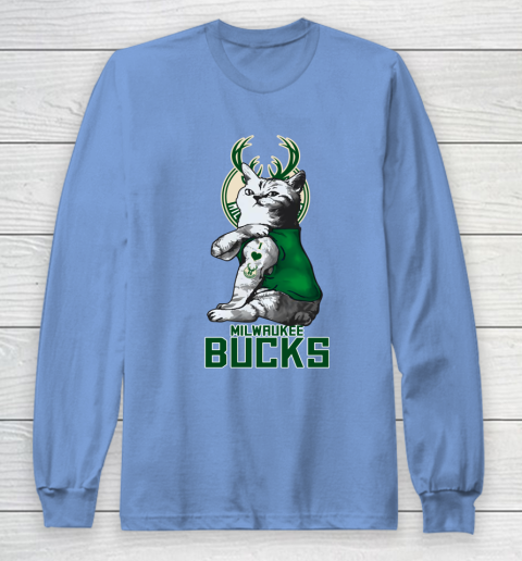 NBA Basketball My Cat Loves Milwaukee Bucks Long Sleeve T-Shirt 8