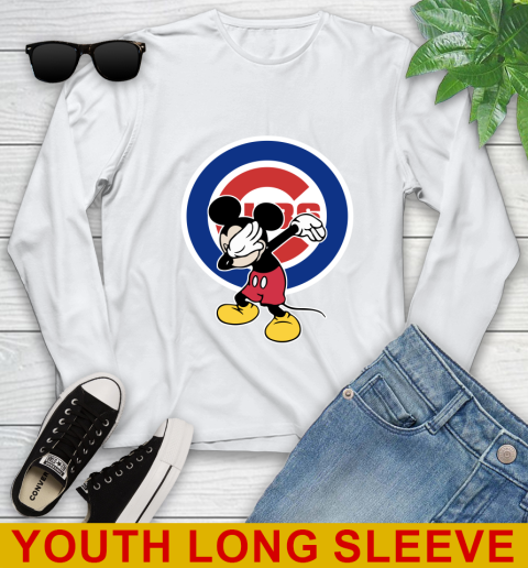 Chicago Cubs MLB Baseball Dabbing Mickey Disney Sports Youth Long Sleeve