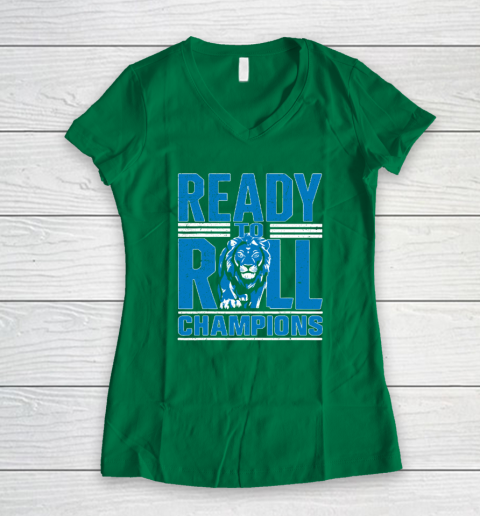 Detroit Ready To Roll Funny Lion Graphic Women's V-Neck T-Shirt 3
