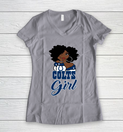 Indianapolis Colts Girl NFL Women's V-Neck T-Shirt 4