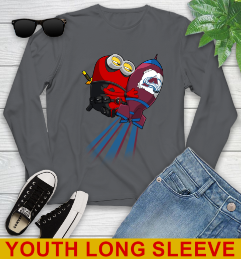 NHL Hockey Colorado Avalanche Deadpool Minion Marvel Shirt Youth Long Sleeve 9