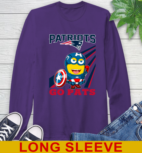 NFL Football New England Patriots Captain America Marvel Avengers Minion Shirt Long Sleeve T-Shirt 5