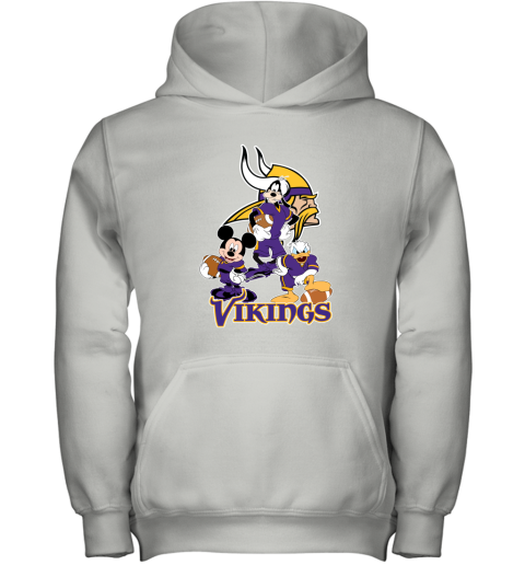 Mickey Donald Goofy The Three Minnesota Vikings Football Shirts Youth Hoodie