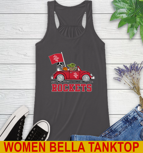 NBA Basketball Houston Rockets Darth Vader Baby Yoda Driving Star Wars Shirt Racerback Tank 12