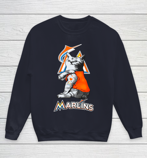 MLB Baseball My Cat Loves Miami Marlins Youth Sweatshirt 2