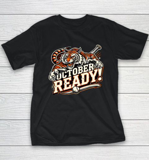 October Ready Baseball Tiger Fan Youth T-Shirt