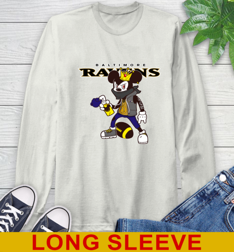 Baltimore Ravens NFL Football Mickey Peace Sign Sports Long Sleeve T-Shirt 12