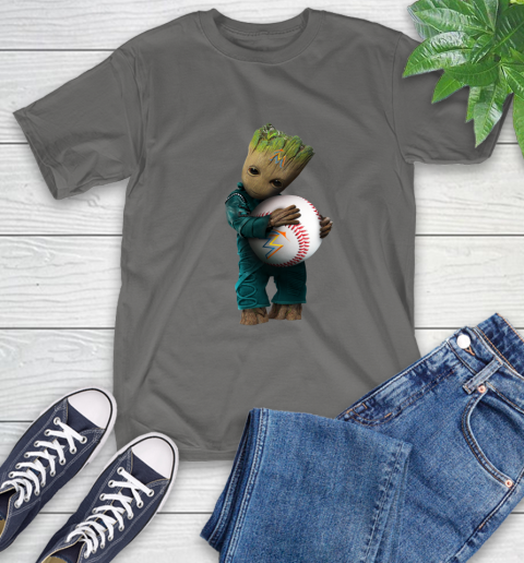 MLB Groot Guardians Of The Galaxy Baseball Sports Miami Marlins T-Shirt 9