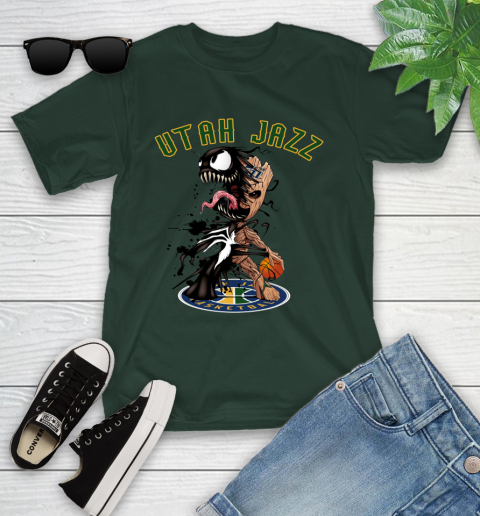 NBA Utah Jazz Basketball Venom Groot Guardians Of The Galaxy Youth T-Shirt 5
