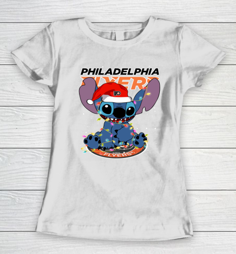 Philadelphia Flyers NHL Hockey noel stitch Christmas Women's T-Shirt