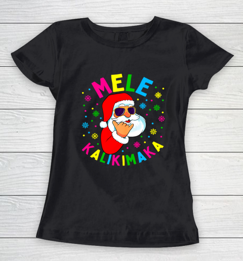 Mele Kalikimaka Christmas Santa Claus Shaka Hawaii Gift Women's T-Shirt