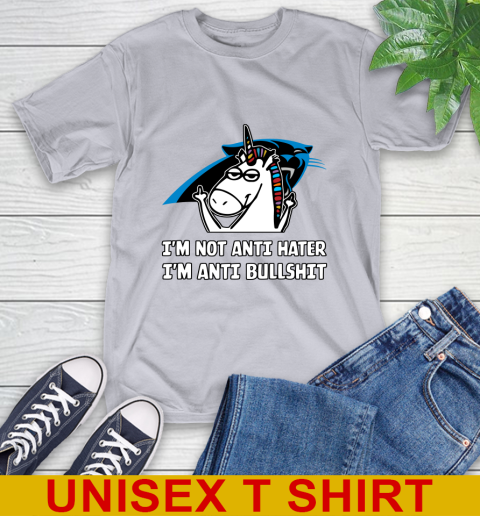 Carolina Panthers NFL Football Unicorn I'm Not Anti Hater I'm Anti Bullshit T-Shirt 6