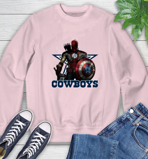 NFL Captain America Thor Spider Man Hawkeye Avengers Endgame Football Dallas Cowboys Sweatshirt 9