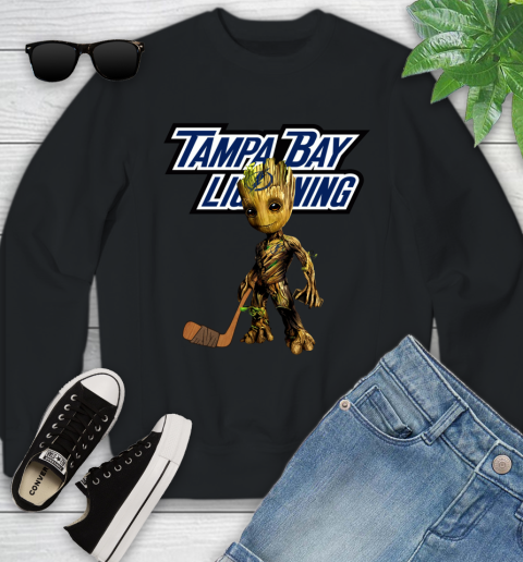 Tampa Bay Lightning NHL Hockey Groot Marvel Guardians Of The Galaxy Youth Sweatshirt 2