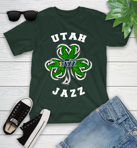 NBA Utah Jazz Three Leaf Clover St Patrick's Day Basketball Sports Youth T-Shirt 5