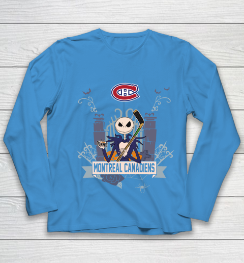 NHL Montreal Canadiens Hockey Jack Skellington Halloween Youth Long Sleeve 5