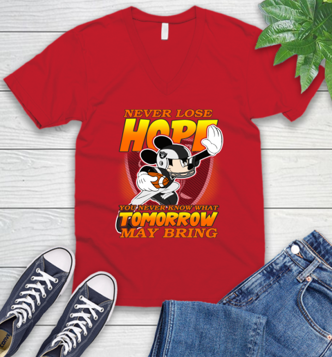Oakland Raiders NFL Football Mickey Disney Never Lose Hope V-Neck T-Shirt 6