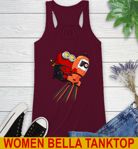 NHL Hockey Philadelphia Flyers Deadpool Minion Marvel Shirt Racerback Tank 2