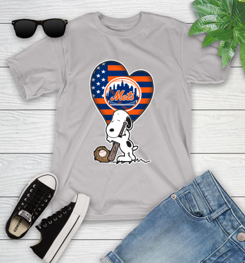 New York Mets MLB Baseball The Peanuts Movie Adorable Snoopy Youth T-Shirt 12