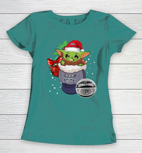 San Antonio Spurs Christmas Baby Yoda Star Wars Funny Happy NBA Women's T-Shirt 12