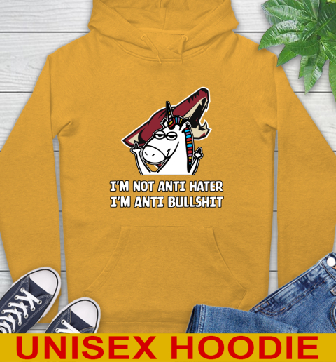 Arizona Coyotes NHL Hockey Unicorn I'm Not Anti Hater I'm Anti Bullshit Hoodie 3