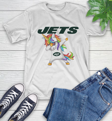 New York Jets NFL Football Funny Unicorn Dabbing Sports T-Shirt