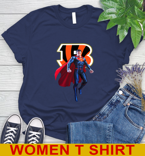 NFL Superman DC Sports Football Cincinnati Bengals Women's T-Shirt 12