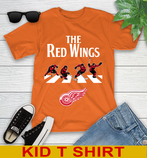 NHL Hockey Detroit Red Wings The Beatles Rock Band Shirt Youth T-Shirt 8