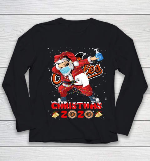 Baltimore Orioles Funny Santa Claus Dabbing Christmas 2020 MLB Youth Long Sleeve