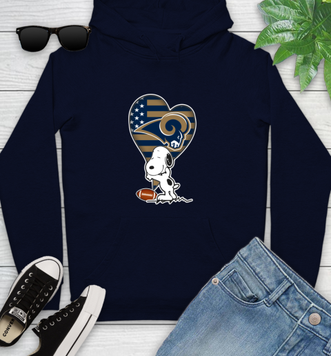 Los Angeles Rams NFL Football The Peanuts Movie Adorable Snoopy Youth Hoodie 4