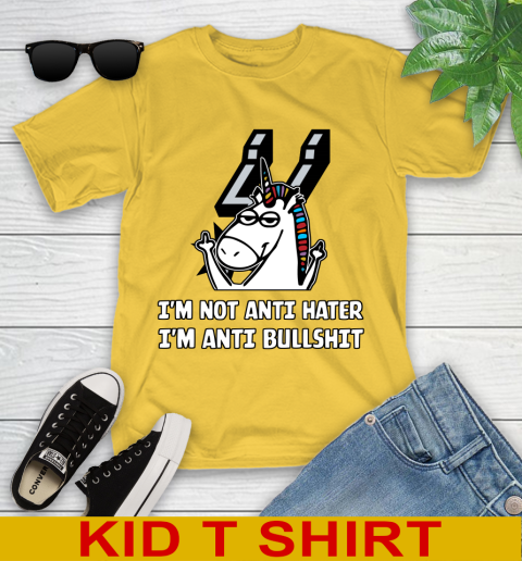San Antonio Spurs NBA Basketball Unicorn I'm Not Anti Hater I'm Anti Bullshit Youth T-Shirt 8