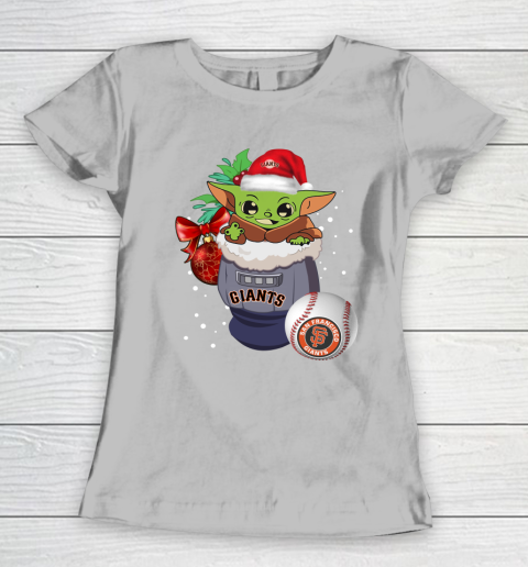 San Francisco Giants Christmas Baby Yoda Star Wars Funny Happy MLB Women's T-Shirt 6