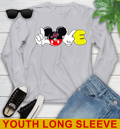 Atlanta Braves MLB Baseball Love Mickey Disney Sports Youth Long Sleeve 6