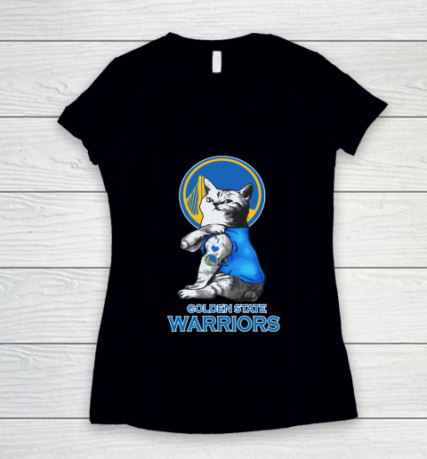 NBA Basketball My Cat Loves Golden State Warriors Women's V-Neck T-Shirt