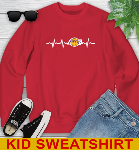 Los Angeles Lakers NBA Basketball Heart Beat Shirt Youth Sweatshirt 7