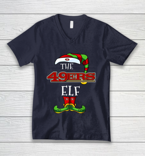 San Francisco 49ers Christmas ELF Funny NFL V-Neck T-Shirt 2